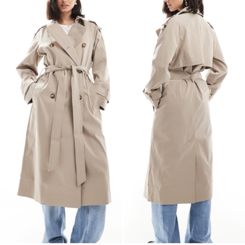 Nwt Asos Design Oversized Longline Classic Trench Coat